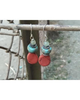 Alphabey's Resin Stone & Gemstone Beads Silver Plated Earrings For Women